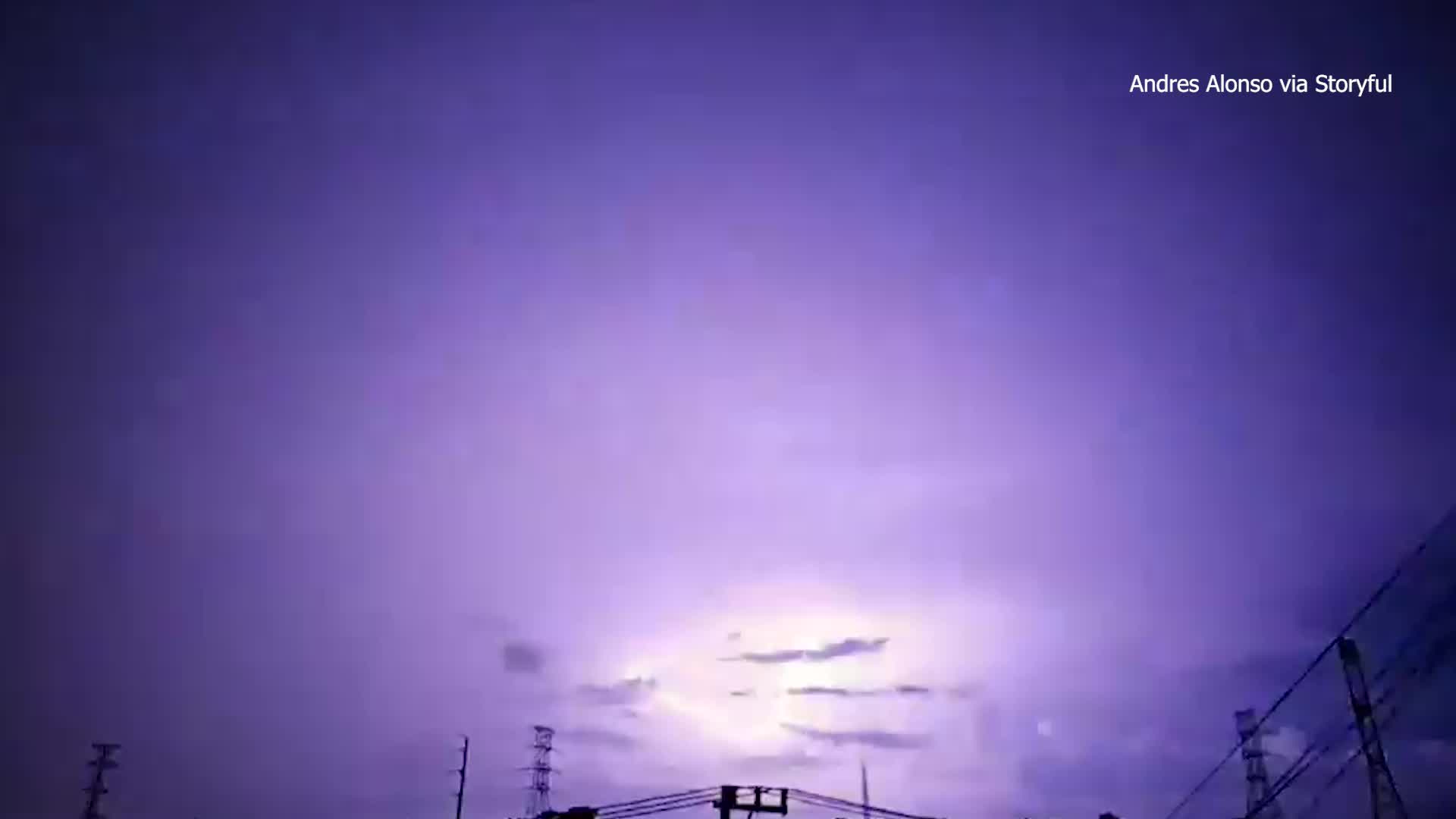Lightning flashes in the Yucatan Peninsula as Hurricane Helene